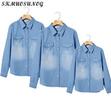 Family Tops Spring Fashion Father Mother Daughter Matching Denim Shirts Family Look Mommy and me Clothes 2024 - buy cheap