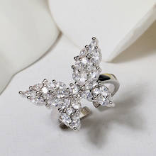Новинка 2020, милое серебряное кольцо с бабочкой и блестящим циркониевым камнем для женщин, свадебные ювелирные изделия для помолвки 2024 - купить недорого