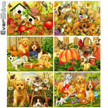 Evershine Full Square Diamond Embroidery Dog 5D DIY Diamond Painting Cat Animal Autumn Home Decorations 2024 - buy cheap