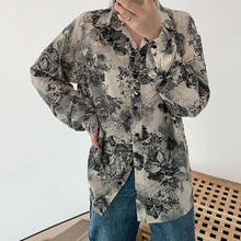 Long Sleeve Spring Summer 2021 New Korean Vintage Loose Flower Print Chiffon Shirt Vintage Elegant blusa Women Tops 990B 2024 - buy cheap