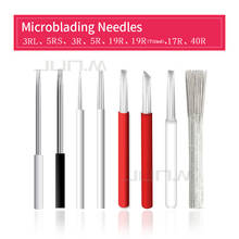 Aguja redonda 3R 5R 17R 19R 40R para Microblading, maquillaje permanente, tatuaje de cejas, Pluma de Microblading 3D 2024 - compra barato