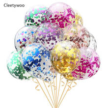 Globos transparentes de látex para niños y niñas, confeti de colores de 12 pulgadas, color oro rosa, decoración para fiesta de cumpleaños y boda, 10 Uds. 2024 - compra barato