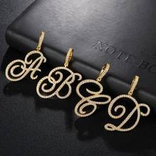 Ожерелье и кулон с буквами, из золота A-Z пробы, с фианитами, цвет серебра талисман, в стиле хип-хоп 2024 - купить недорого