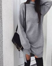 2020 Autumn Winter Warm Long Sleeve Women Knitted Slit Sweater Dress White Turtleneck Sweaters Pullover Jumper Female Clothes 2024 - buy cheap