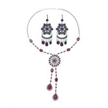 Vintage prata cor metal colares brincos conjuntos para mulheres boêmio cristal strass conjuntos de jóias cigano tribal presente 2024 - compre barato