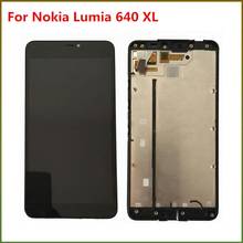 5,7 ''640XL черный ЖК-дисплей кодирующий преобразователь сенсорного экрана в сборе с рамкой запасные части для Microsoft Nokia Lumia 640 XL 640 2022 - купить недорого