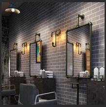 Retro industrial style barber salon mirror stand water pipe iron salon haircut floor mounted double single mirror 2024 - buy cheap