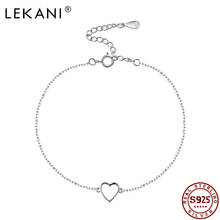 LEKANI-pulsera de plata esterlina 925 para mujer, brazalete de cadena con forma de corazón, tamaño ajustable, joyería fina, nuevo 2024 - compra barato