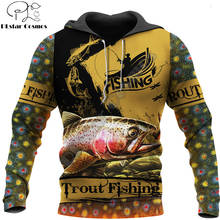 Beautiful Trout Fishing 3D All Over Printed Men Hoodie Autumn and winter Unisex Sweatshirt Zip Pullover Casual Streetwear KJ456 2024 - buy cheap