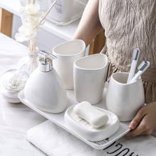 Conjunto de cerámica blanca pura para baño, accesorios de baño, bandeja de melamina, soporte para cepillo de dientes, juego de lavado para boda, cuarto de ducha, supplo 2024 - compra barato