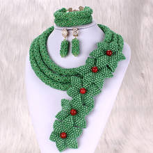 Dudo Store African Necklace Earrings Flower Jewelry Set Indian Green Bridal Handmade For Nigerian Wedding  Custom Color 2024 - buy cheap