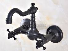 Black Oil Rubbed Bronz Dual Cross Handles Wall Mounted Bathroom Kitchen Basin Sink Swivel Faucet Mixer Tap  Lnf853 2024 - buy cheap