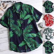 Incerun verão impresso camisa havaiana streetwear manga curta blusa casual férias praia camisas masculina 2021 5xl 2024 - compre barato