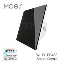 WiFi Smart Glass Panel Switch Tuya App Remote Control  Work With Alexa Echo Google Home RF433 EU Type Touch Black 3 Gang 2024 - buy cheap