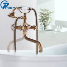 Antique Brass Bathtub Faucet кран 30cm Swivel Long Spout Bath Mixer Taps Wall Mounted Bathroom Faucet Dual Handles Hot Cold 2024 - buy cheap