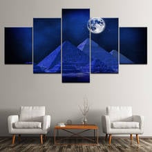 Canvas Wall Art Poster HD Print Frame 5 Pieces Egyptian Pyramids At Night Painting Blue Moon Pictures Modular Living Room Decor 2024 - buy cheap