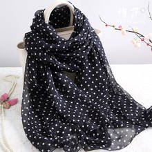 Long  printed silk scarf  White and black dots Hangzhou 100% Real Silk Scarf Women 2020  female spring autumn winter spring summ 2024 - buy cheap
