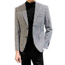 Sping Casual Tuxedos Men's Overcoat Custom Made Slim Fit Blazer Costume Homme Terno Masculino Houndstooth Jacket Only 2021 2024 - buy cheap