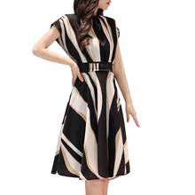 Elegant Summer Dress Women's Fashion Short Sleeve Casual Striped O-Neck Dress Casual Midi Party Dress Women 2020 Vestidos Robes 2024 - buy cheap