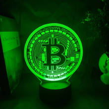 Lámpara de noche acrílica 3D con forma de Bitcoin, accesorio con Sensor LED, ideal para regalo, oficina, habitación, escritorio, decoración artística, 5V, USB, novedad 2024 - compra barato