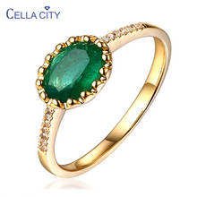 Cellacity Adjustable Opening Ring for Women Emerald Silver 925 Jewelry Oval Gemstones Fine Jewelry Female Gift Gold Color Ring 2024 - buy cheap