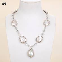 GG Jewelry-collar Keshi blanco Natural para mujer, 19 ", con cadena de regalo 2024 - compra barato