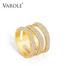 VAROLE Cute Crystal Ring Gold Color 3 Layer Lady Finger Rings For Women Fashion Jewelry Friends Gifts Anillos Mujer 2024 - buy cheap
