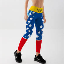 Qicitout calças legging femininas estampa digital de cintura alta, calças fitness vermelho amarelo azul céu águia 2024 - compre barato