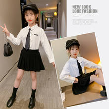 Autumn Spring Girl College Style School Uniform Set Child Tie Shirt Pleated Skirt 3pcs Clothes Set Teen Kids Performance Costume 2024 - buy cheap