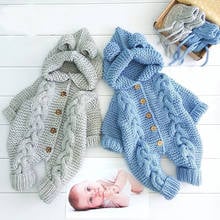 2020 New Spring Fall Knitting Ears Button Fat Baby Girl Clothes Baby Girl Romper Ruffler Solid Cute New Born Baby Clothes Onesie 2024 - buy cheap