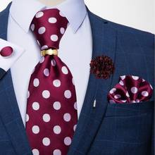 Lenço de gravata para homens, conjunto de anéis com lenço e abotoaduras, corsage, gravatas de seda para festa de casamento, presentes masculinos, acessórios dibangu 2024 - compre barato