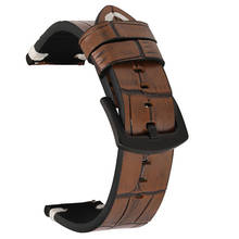 Beafiry 2021 moda pulseira de relógio de couro genuíno 20mm 22mm padrão de bambu pulseira de liberação rápida marrom azul para homens 2024 - compre barato