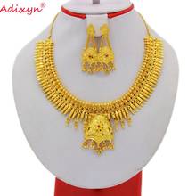 Adixyn-Conjunto de joyería India para mujer y niña, collar de Dubái de cristal de Color dorado, pendientes, joyería africana, regalos N02211, novedad de 2020 2024 - compra barato