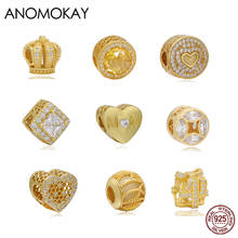 Anomook-abalorio de plata 925 para fabricación de pulseras y brazaletes, estilo clásico, mezcla, Color dorado, corona, corazón, geométrico, redondo 2024 - compra barato