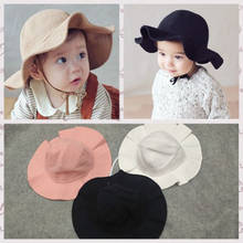 Простой сплошной цвет 100% хлопок, на возраст от 6 до 36 месяцев Детские Летняя шляпа Защита от солнца с солнцезащитным козырьком Рыбацкая шляпа шапочка для бассейна F55 2024 - купить недорого