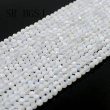 Free Shipping 4mm Wholesale Faceted Round  White Moon Stone Jewelry Accessories Spacer Gems Beads Strand 15" 2024 - buy cheap