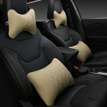 KKYSYELVA Leather Car Headrest Pillow Neck Pillows Lumbar Support for Office Chair Waist Back Support Car Styling 2024 - buy cheap