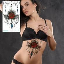 Pegatina de tatuaje temporal para el pecho, collar de flores, diseño de punto de diamante, tatuaje falso, tatuaje Flash impermeable para mujeres y hombres, arte corporal 2024 - compra barato