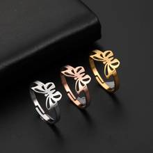My Shape Exquisite Butterfly Ring Flower Finger Rings Cutout Resizable Stainless Steel Gold Color Fashion Jewelry Party Gift 2024 - buy cheap