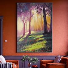 100%Handpainted Landscape Tree Sunshine Oil Paint On Canvas Art Oil Painting Gift Home Decor Living Room Wall Adornment Picture 2024 - buy cheap