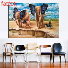 FATCAT Elephant butterfly Diamond Painting Full Square Round Drill Diy 5D Diamond Embroidery Animals Mosaic Needlework AE1716 2024 - buy cheap