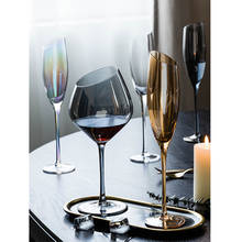Радужное покрытие без-этилированный Кристальный стеклянный Кубок Наклонный рот вина стеклянный бокал для шампанского бокал для вечеринок посуда для напитков 2024 - купить недорого