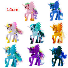 14cm lovely Poni Toys Princess Luna Pinkie Pie Rainbows Unicorn Dash horse Action Figure Collection Model Doll For Girl 2024 - buy cheap