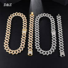 D & z colar masculino de corrente, joia masculina de 20mm, estilo hip hop, com fecho de strass, cor dourada e prateada 2024 - compre barato