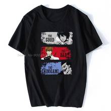 Camiseta masculina de algodão, camiseta legal do bom the bad the shinigami light yagami l de manga curta death note ryuk 2024 - compre barato