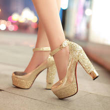 Sexy Gold Silver Platform Women Heels Sequined Chunky High Heel Pumps Summer Party Wedding Lady Shoes 2024 - buy cheap