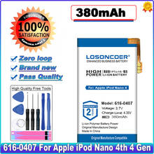 LOSONCOER 380mAh 616-0407 Latest Production Battery for Apple iPod Nano 4th 4 Gen Batteries Free tools Stand Holder Stickers 2024 - buy cheap