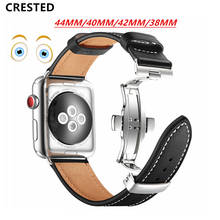 Ремешок из натуральной кожи для Apple watch 5 4 3 44 мм/40 мм, браслет для iwatch 42 мм 38 мм, браслет для наручных часов 2024 - купить недорого