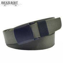 Best YBT Canvas Belt Plastic Smooth Buckle Belt Boys Teenagers Anti allergy Student Leisure Outdoor Sport Military Training Belt 2024 - buy cheap