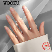 WOOZU Genuine 925 Sterling Silver Simple Pearl Smile Opening Adjustable Ring for Fashion Women Chic Korean Party Jewelry Gift 2024 - buy cheap